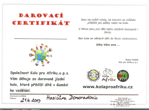 darovací certifikát